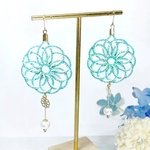 再販 水引ピアス/イヤリング ～花ゆれる～ アクア
