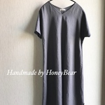 送料込☆リネンVネックワンピースグレー