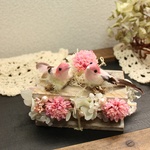 小鳥のリングピロー　ピンク