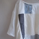 刺繡パッチワークリネンシンプルプルオーバー