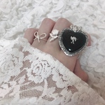 vintage heart rose ring set