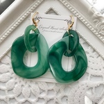 大ぶり☆アクリルチェーンピアス【グリーン】
