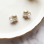 上品 ゴールド コットンパール ビジュー パーティー イヤリング ピアス 結婚式 ウエディング 卒業式 入学式 成人式 クリスマス フォーマル パール