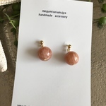 天然石  サンストーン  カン付きピアス