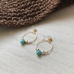 ターコイズブルー フープ ノンホールピアス/ピアス