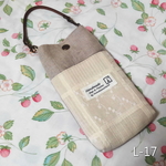 スマホポーチL－17　本革持ち手　コットン＆リネン　