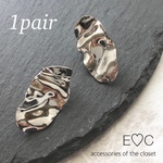 silver 楕円 ウェーブピアス カン付き