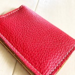 高級シュリンク カードケース 本革 レザー 名刺入れ パスケース レッド