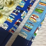 【再】ふんわり優しい長め❤️両面水筒肩ひもカバー(電車＆ギンガムチェック)