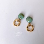 ターコイズマーブル グレインラウンドピアス