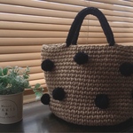 大人可愛い♡ hoooked 麻ひもバッグ  フリンジ かごバッグ  フリル