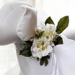 【リングドッグリングピロー】フラワーチョーカー　『French chic～Double white rose & Green MIX』　ブライダル   フラワーアレンジメント 首輪　R-030