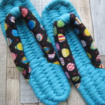 布ぞうり：pepermint blue25cm/和柄がま口