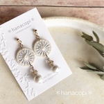 ★SALE★糸ボタン(ホワイト)×パールのピアス/イヤリング＊800円→500円！！