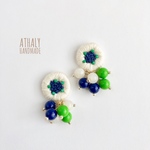 刺繍ピアス／イヤリング　ramillete＊navy green 
