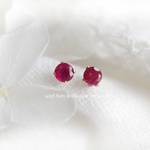 宝石質/Ruby Brilliantcut post pierce /14kgf/Ωイヤリング AA++4mm