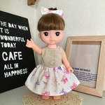 リボン柄ワンピース&リボンのヘアゴムセット ＊メルちゃん、ソランちゃんの服＊