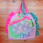カラフル巾着バック♡ピンクストライプ