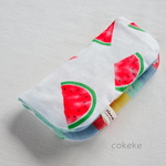 　🍉  スイカ♫  🍉ふわっふわの8重ガーゼ ハンカチ 20cm  白地 入園入学   