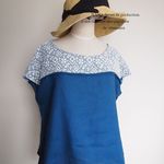 BLUEリネン＆タスカニー風レースでフレンチＴＯＰＳ
