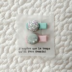 くるみボタンのヘアクリップ2個セット ③