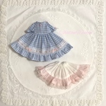 ChatonWeegie blue×baby pink ギンガムのキュートシルエットOPset