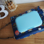 おしりふきポーチ＊電車のお顔×まる×青＊