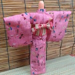 27cmドール浴衣　桃色トンボ