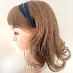 NEW 限定 りぼんバンド りぼんカチューシャ  ヘッドドレス ネイビー レース
