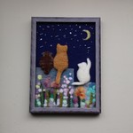 羊毛フェルト＊猫さんとお月さま🐈＜額入り＞