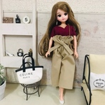リカちゃん服♡ウエストリボンベージュワイドパンツ♡単品♡リアルクローズ  