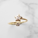 【16金コーティング♡指輪】ジルコニア☆星のフリーサイズリング