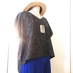 着物リメイク♡大島紬の燕尾トップス♡大きめサイズ