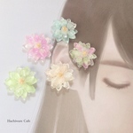     【送料無料】メロン&カシスピンク♡紫陽花&純金箔のポニーフック（ヘアゴム、ブローチ）