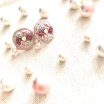 【ビーズ刺繍】ももージュ🍑ピアス(6ミリカットガラス)