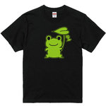 カエル+てるてる坊主Ｔシャツブラック  綿100％ プリントカラー全3色　各サイズございます