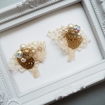 アンティークレースとビジューピアス/イヤリング＊