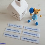 刺繍タグ　petite couturier（ 白 × 青 ） 　6枚セット