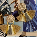 RUKIRIRIA #302 ベージュ×グレー タッセルピアス  大ぶりピアス フリンジイヤリング 