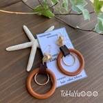 再販♡シェルとウッドのフープピアス