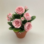 薔薇  粘土の花鉢 ミニチュア