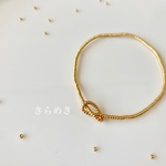 ノットの極細ゴールドメタルブレスレット【ゴールド、ノット、結び目、華奢、メタル、ゴム、シンプル】
