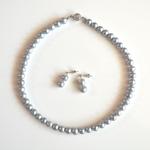 ★淡水パールネックレス＆ピアス（イヤリング）Set＊シルバーグレー★送料無料♪