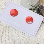 【樹脂】つるっとまんまる夕焼けピアス   赤色 丸 レジン