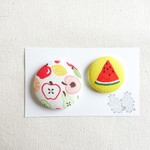 ★くるみボタンブローチ★
