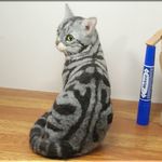 羊毛フェルト　猫　アメリカンショートヘア　猫フィギュア