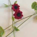 刺繍 お花(赤)のピアス