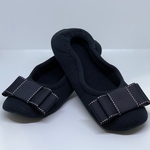 リボンスリッパ  ブラックスティッチ2段重ねリボン