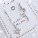 月×星　アシンメトリー ピアス ◆シルバー◆　※イヤリング可能