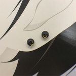 【3094】黒オレンジ石　小さいステンレスピアス 